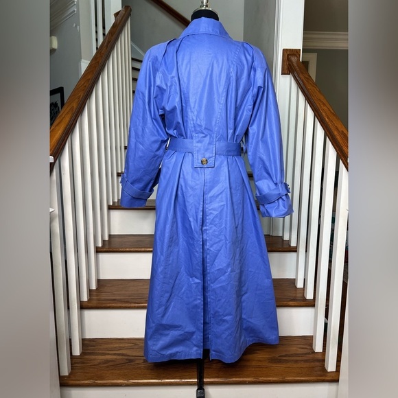 Vintage London Fog Long Belted Trench Coat in Blue Size 12 Made in USA - Picture 2 of 10